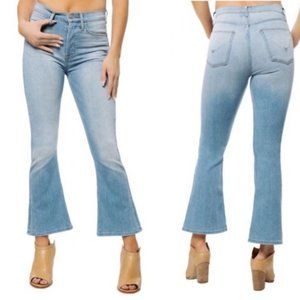 Hudson High Rise Holly Crop Flare Light Wash Button Fly Jeans Vintage Style